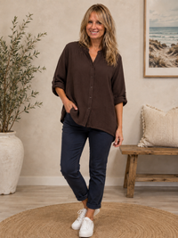 Biddy 3/4 Sleeve Button Shirt