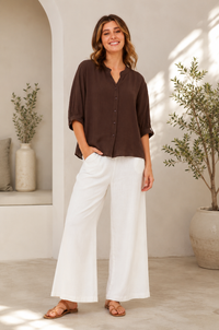 Biddy 3/4 Sleeve Button Shirt