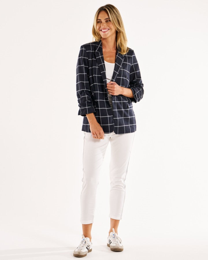 Check Jersey Blazer - Navy Check