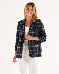 Check Jersey Blazer - Navy Check