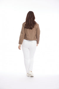 Cafe Latte Cropped Denim Jacket