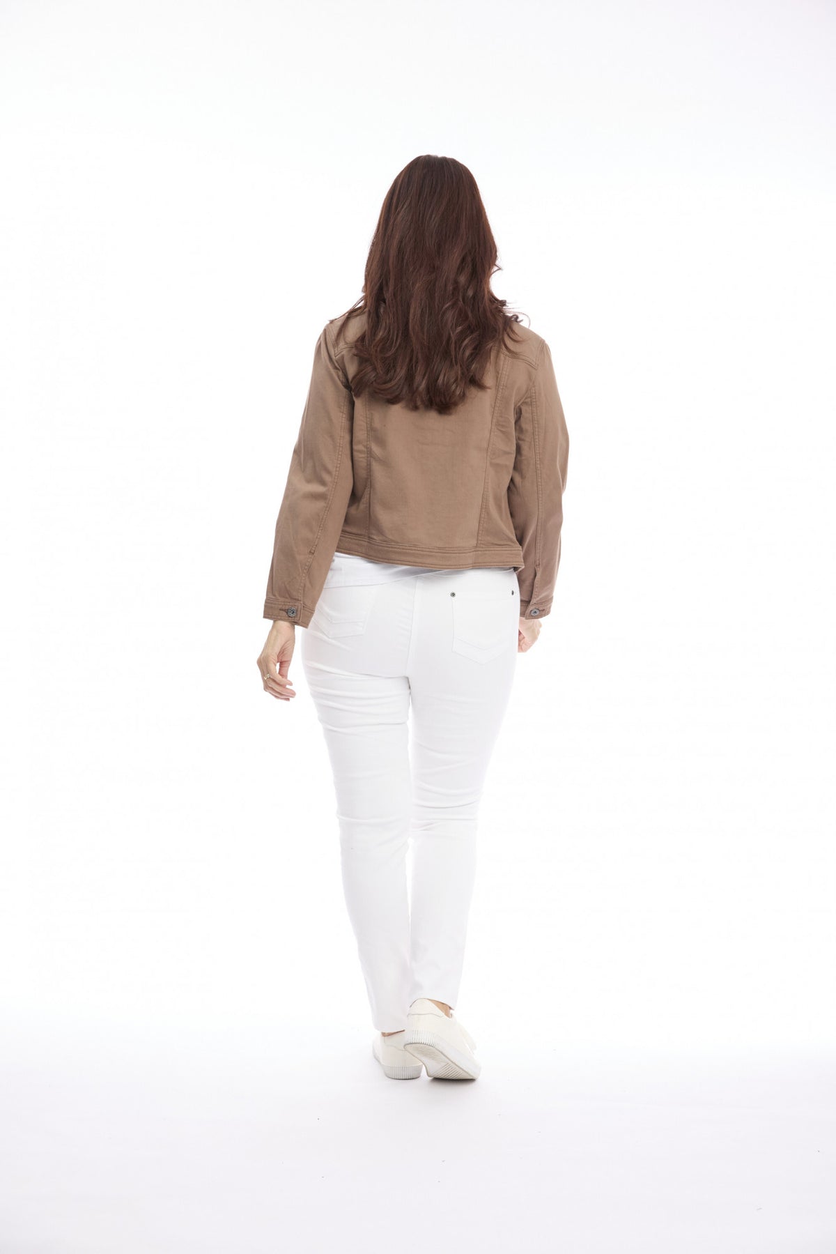 Cafe Latte Cropped Denim Jacket