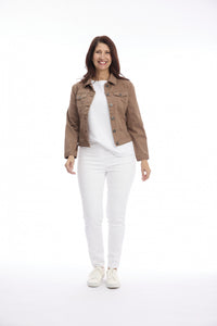 Cafe Latte Cropped Denim Jacket