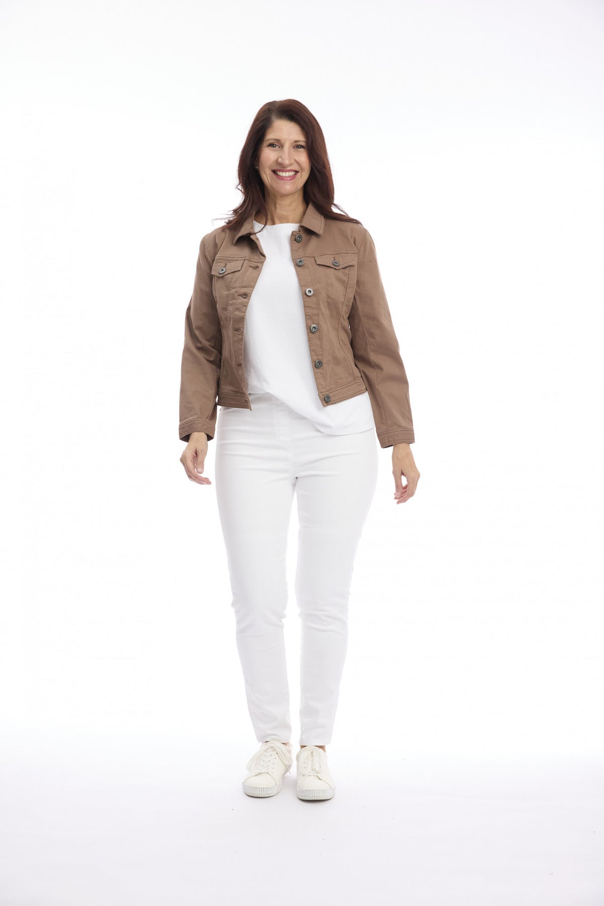 Cafe Latte Cropped Denim Jacket