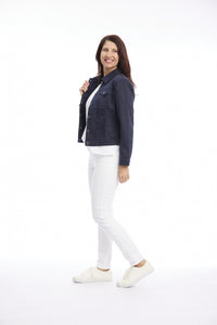 Cafe Latte Cropped Denim Jacket