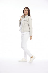 Cafe Latte Cropped Denim Jacket