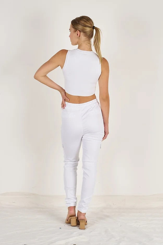 Jamie cargo joggers white