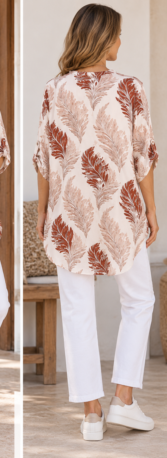 Elissa Leaf Print Top