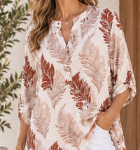Elissa Leaf Print Top