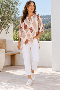 Elissa Leaf Print Top