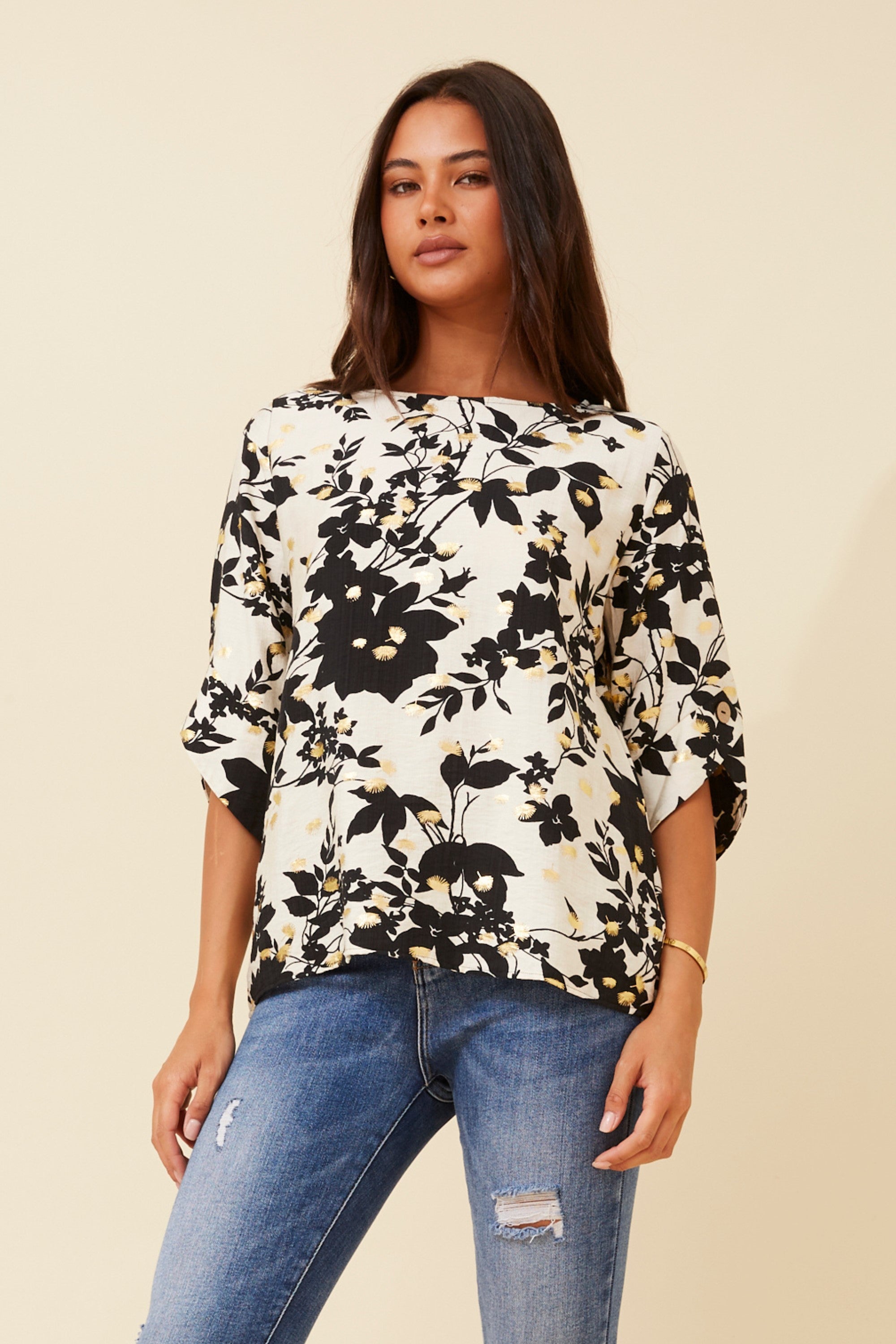 Ella Foil Print Top