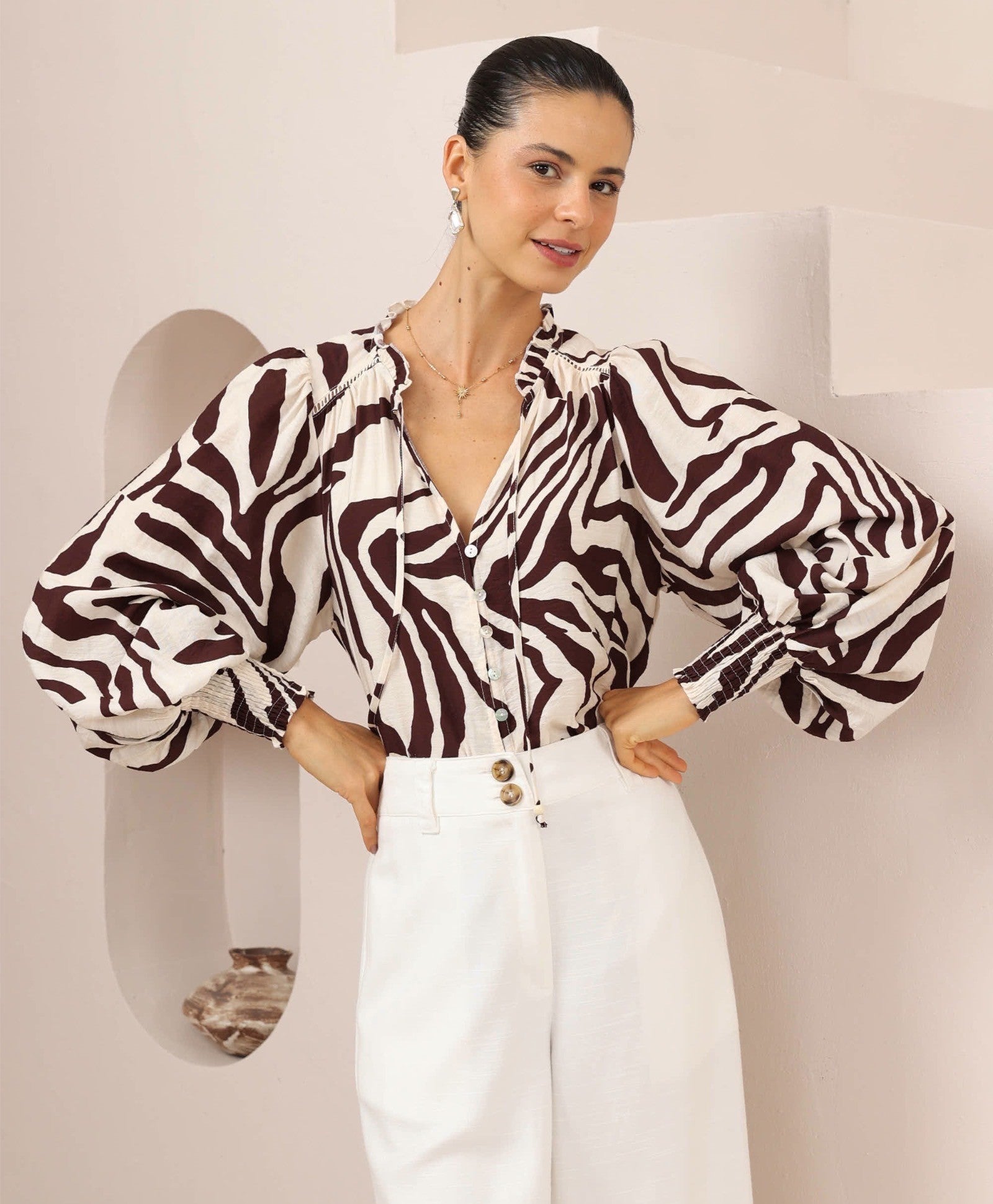 Eris Blouse-Zebra-inspired print