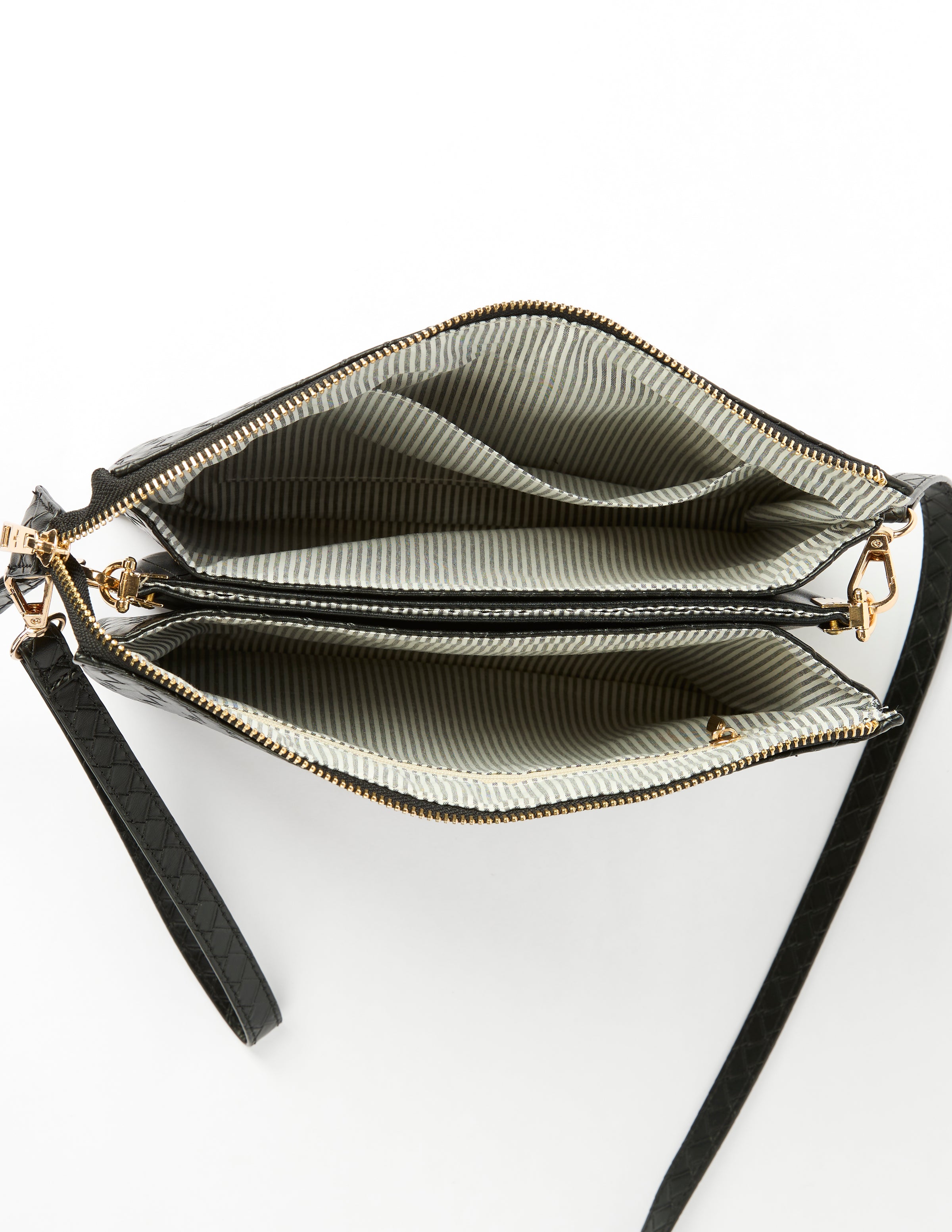 Frankie Woven Multi Pouch Bag–Black