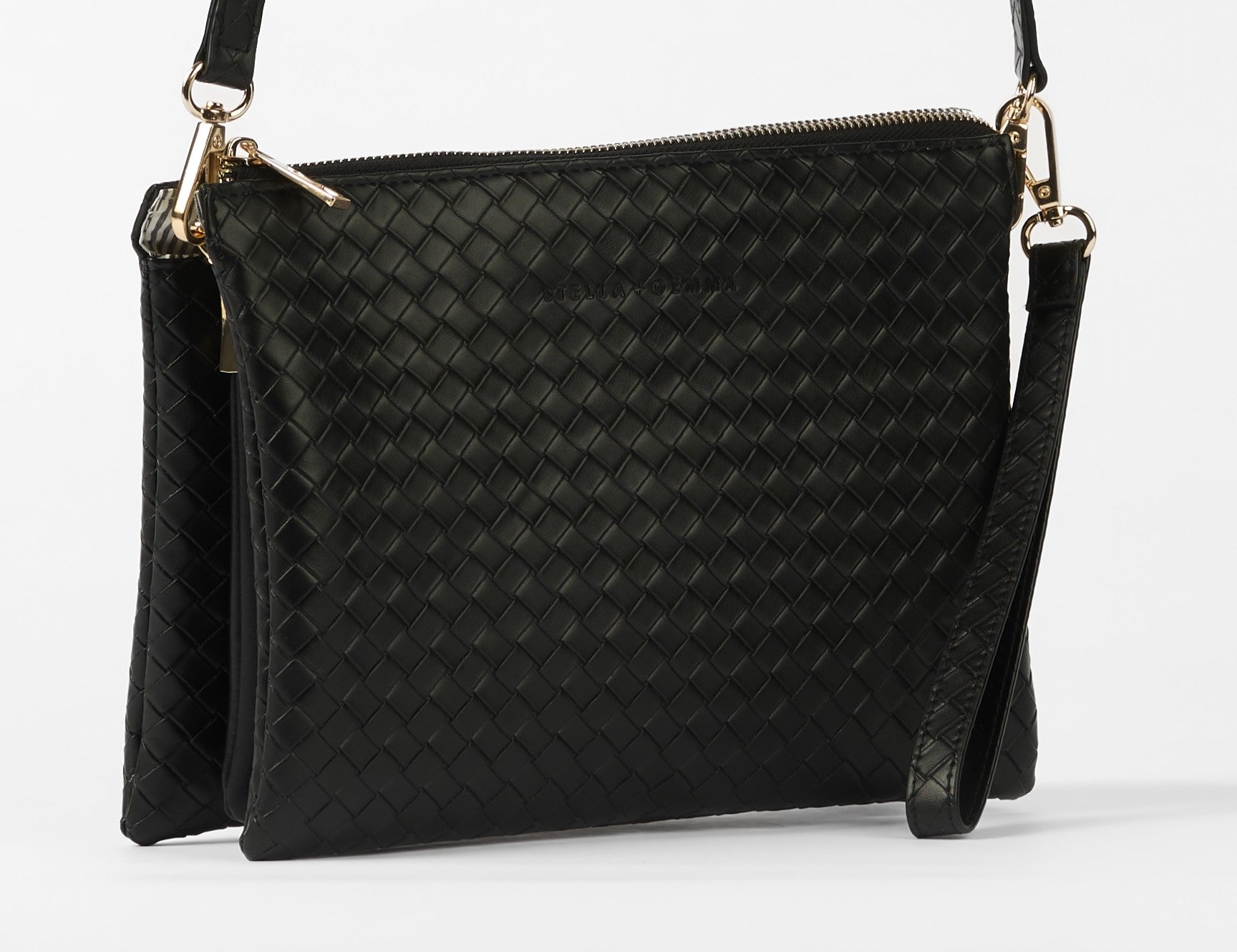 Frankie Woven Multi Pouch Bag–Black