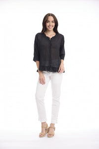 Gauze Button Through Top