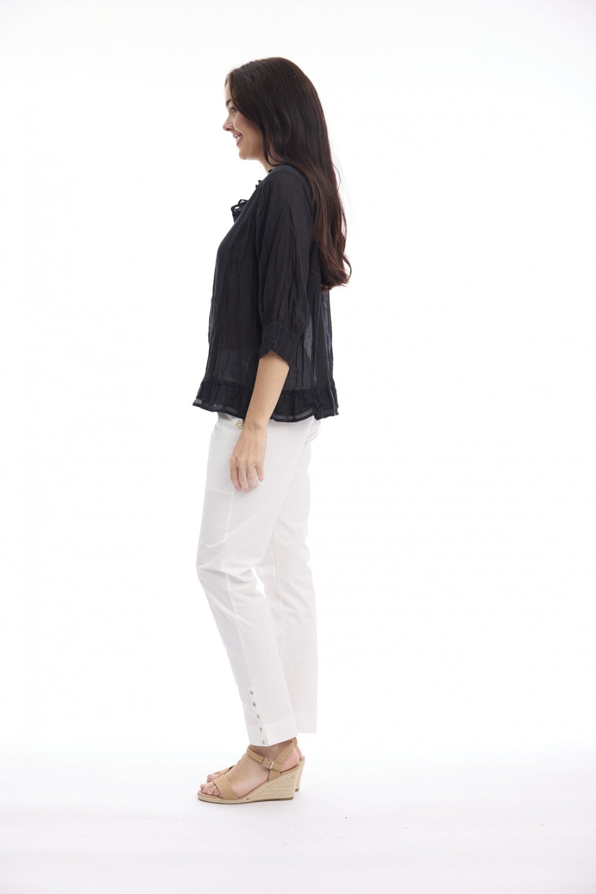 Gauze Button Through Top