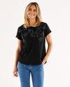 Hailey Short Sleeve Tee Black Embellished