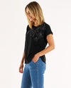 Hailey Short Sleeve Tee Black Embellished