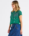 Hailey Short Sleeve Tee - Green Animal Print