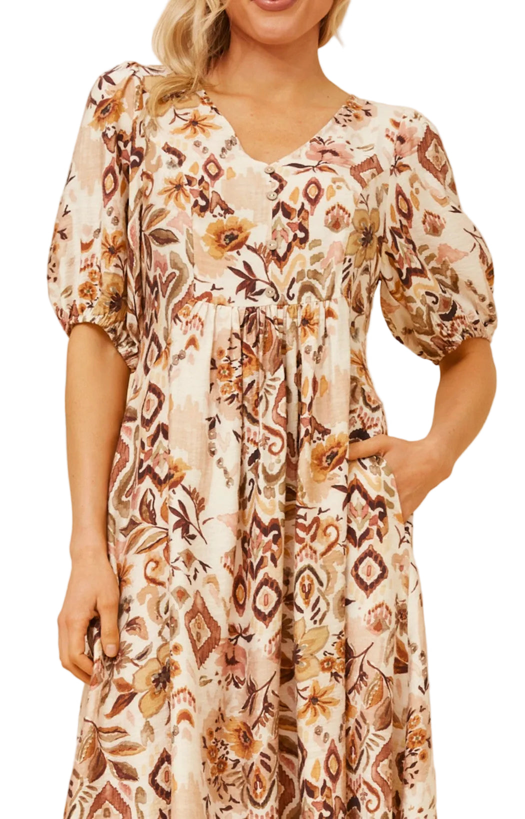 Jenna Abstract Floral Midi Dress