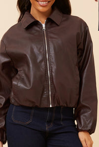 Jessica Vegan Leather Jacket Chocolate
