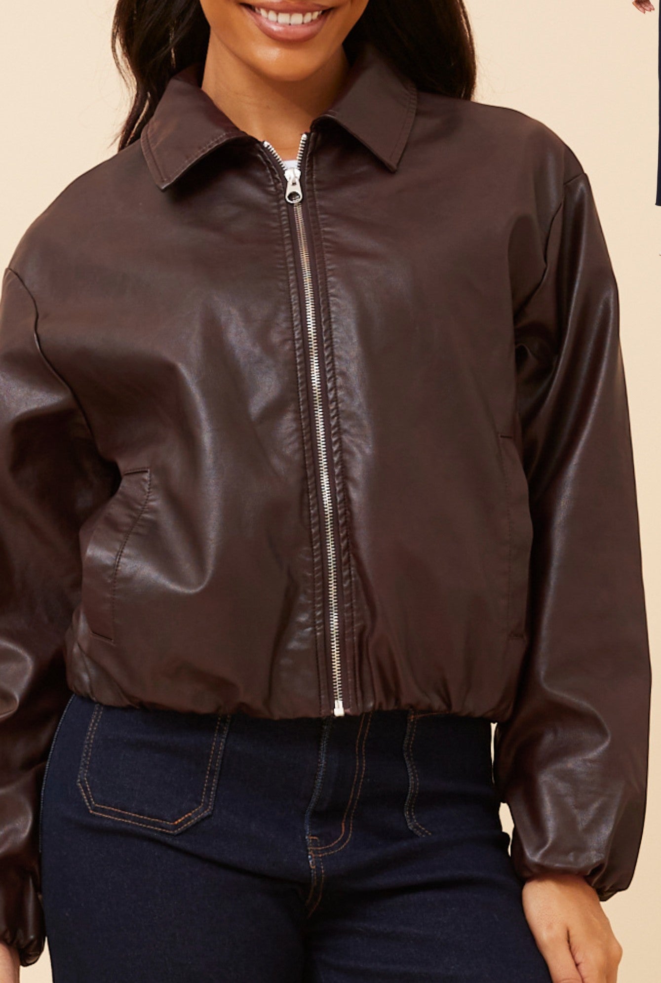 Jessica Vegan Leather Jacket Chocolate