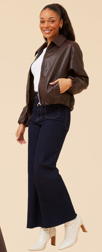 Jessica Vegan Leather Jacket Chocolate
