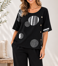 Lea Circle Button Detail Top