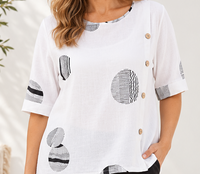 Lea Circle Button Detail Top