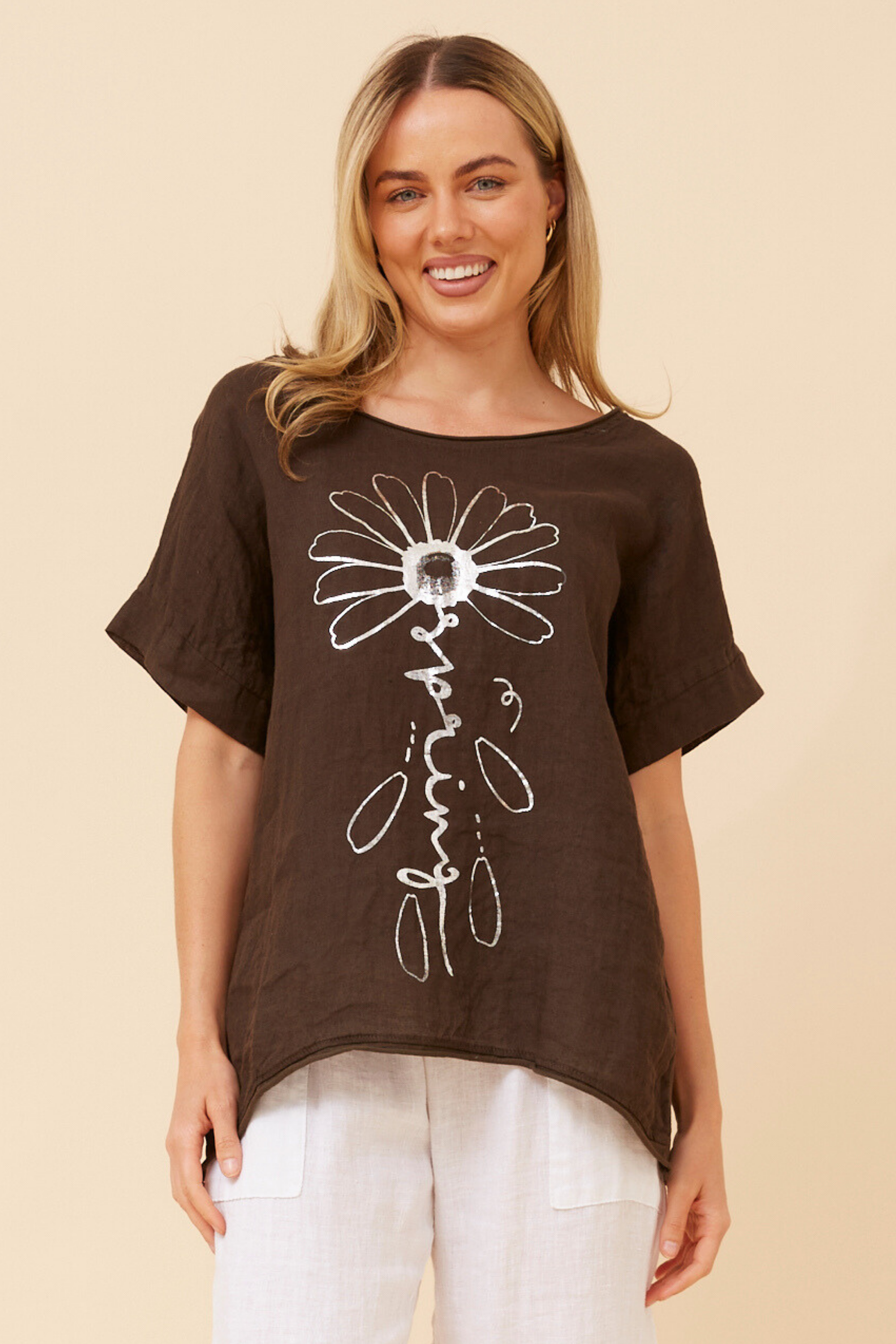 Lia Floral Foil Print Top