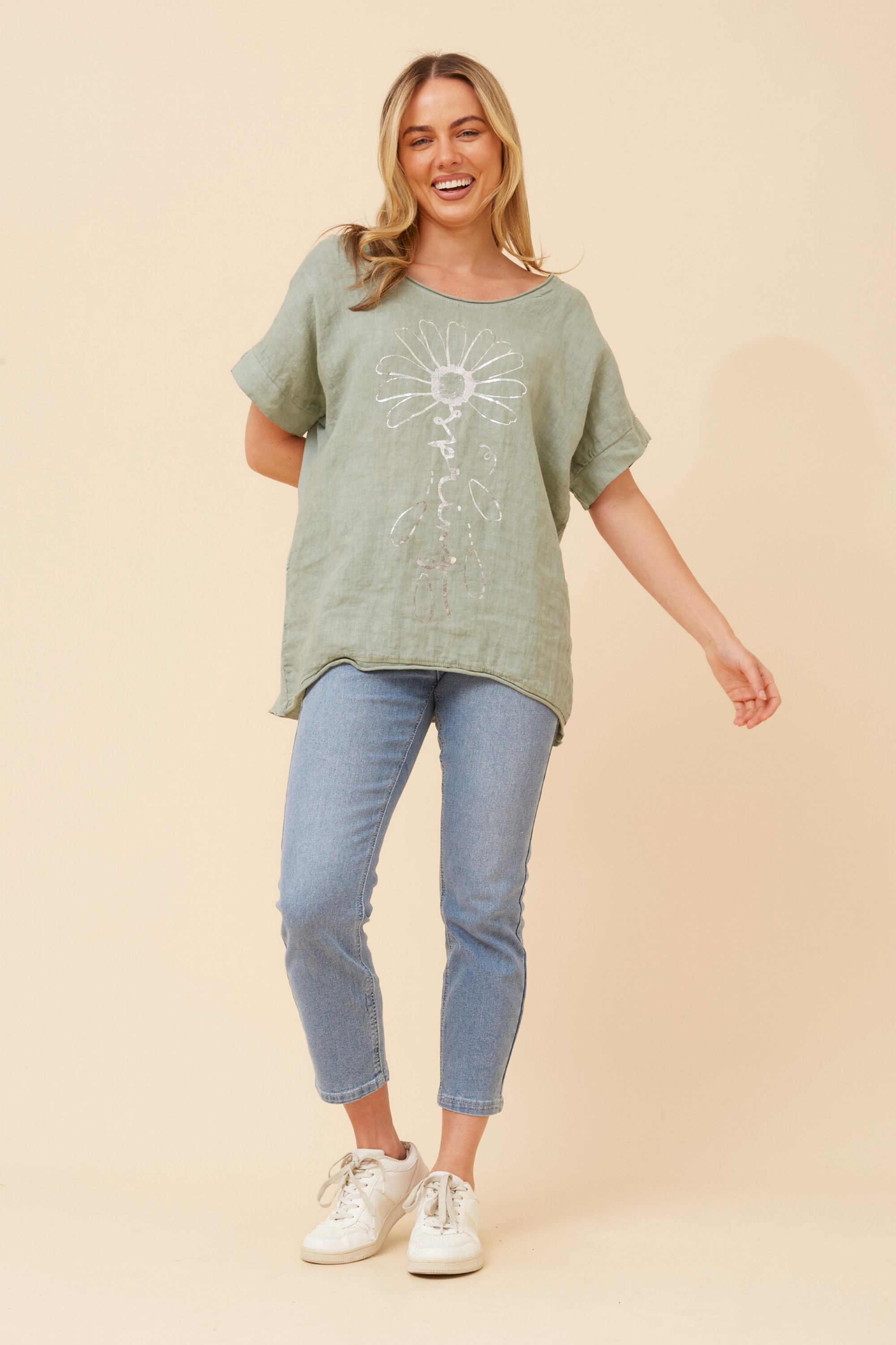 Lia Floral Foil Print Top