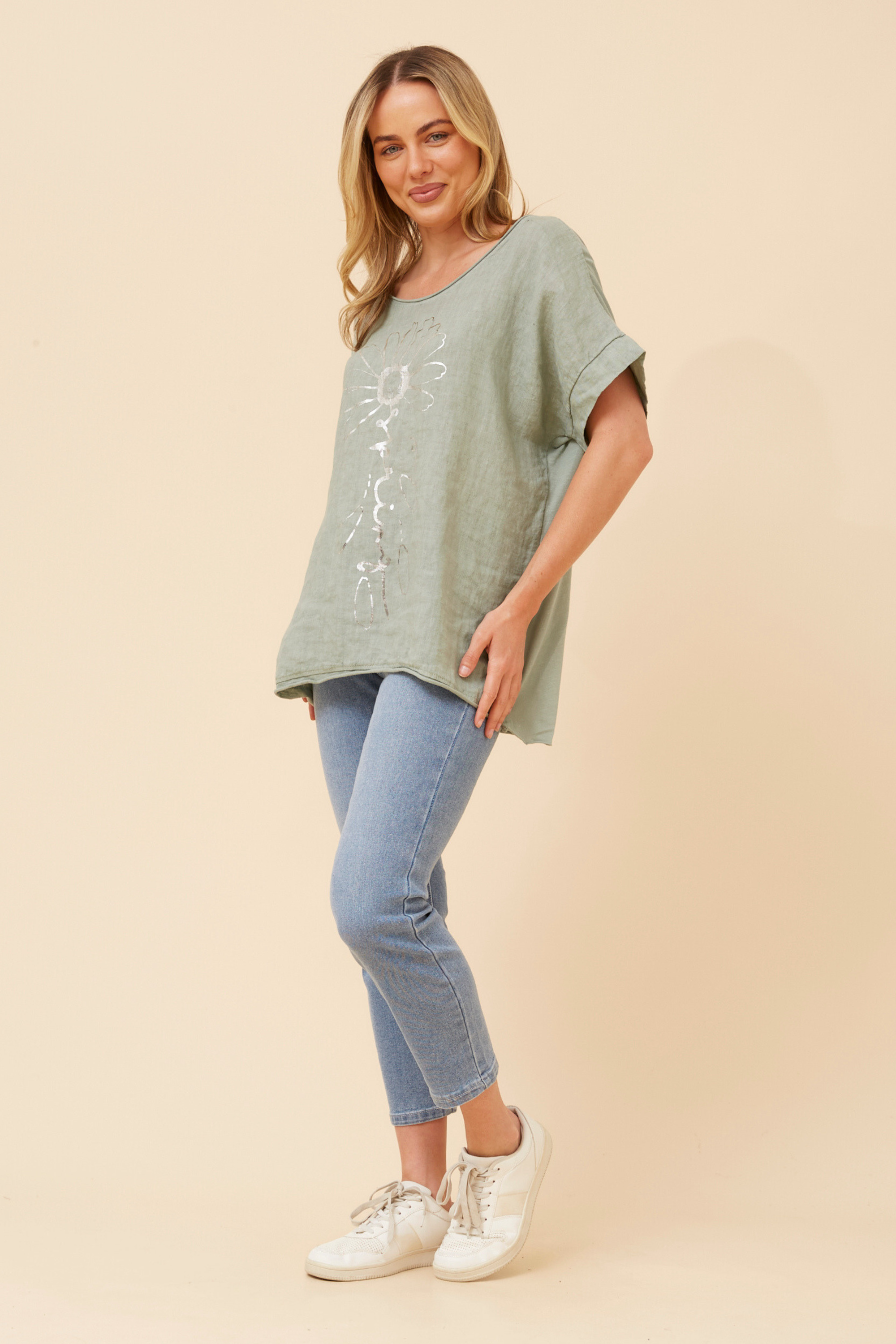 Lia Floral Foil Print Top