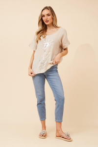 Lia Floral Foil Print Top