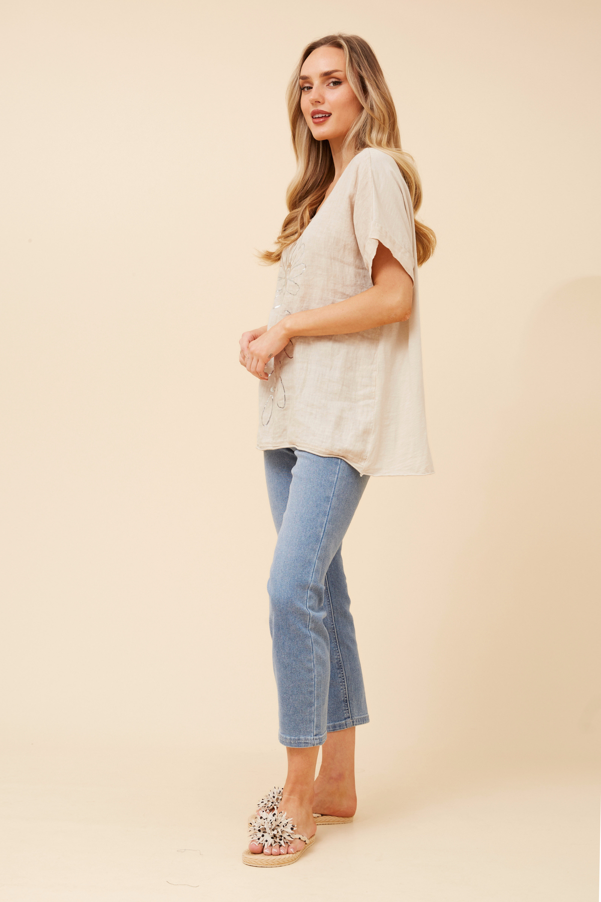 Lia Floral Foil Print Top