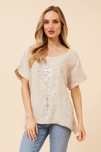 Lia Floral Foil Print Top