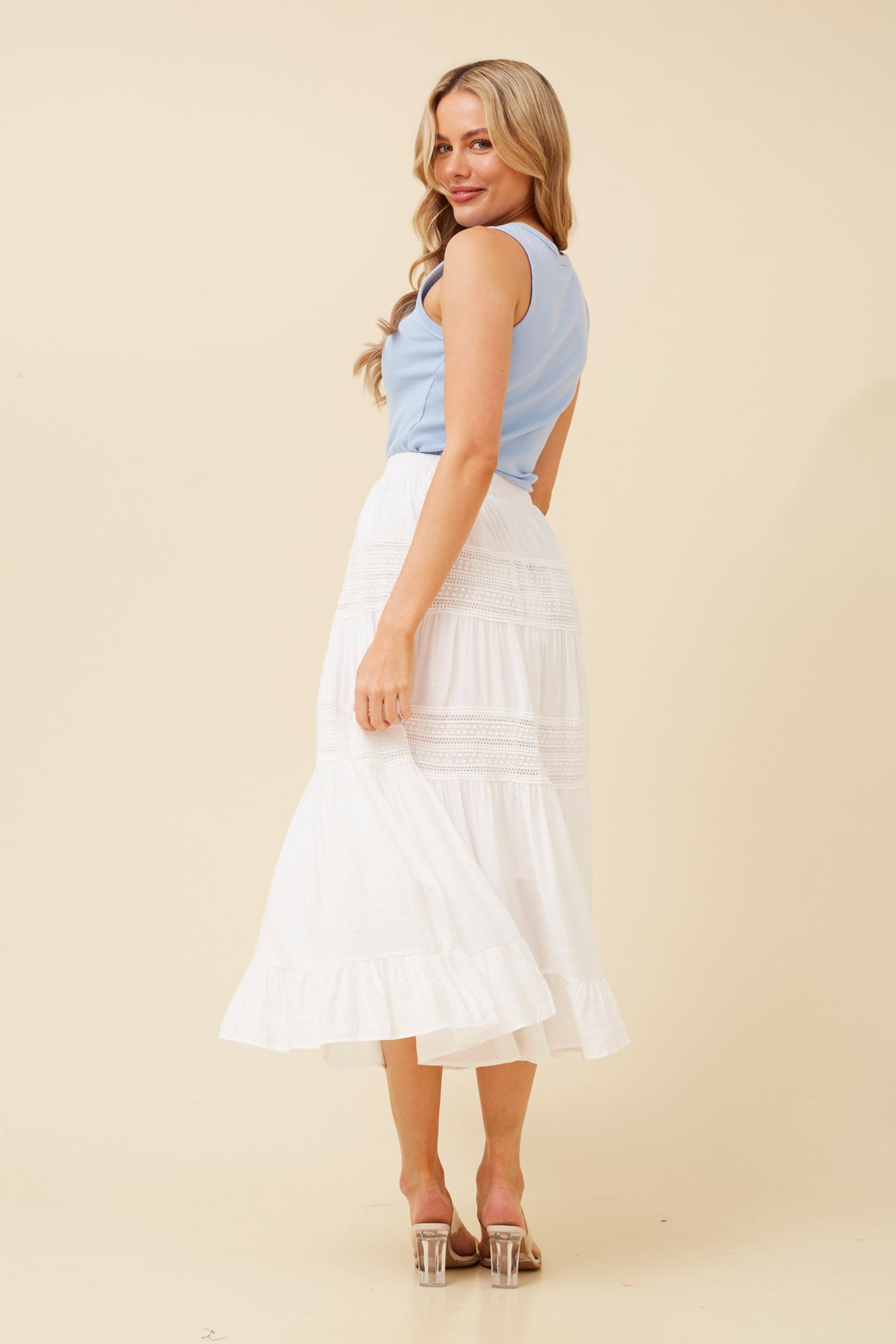 Loui Crochet Detail Midi Skirt
