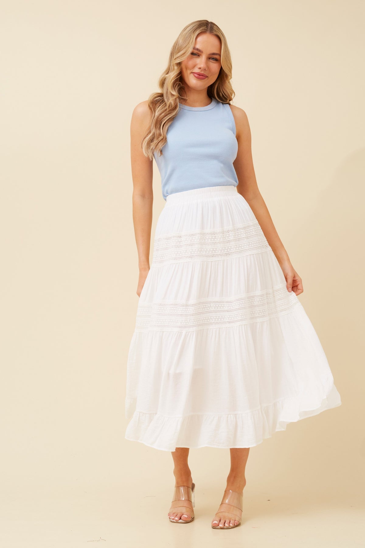 Loui Crochet Detail Midi Skirt