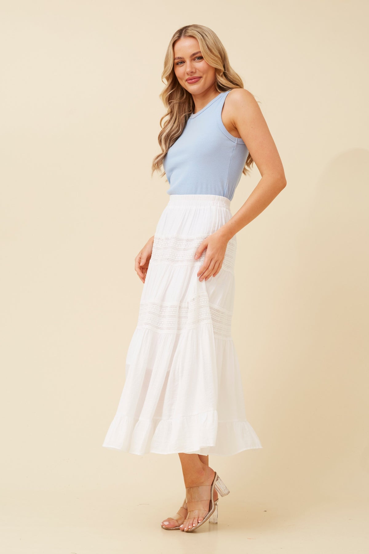Loui Crochet Detail Midi Skirt