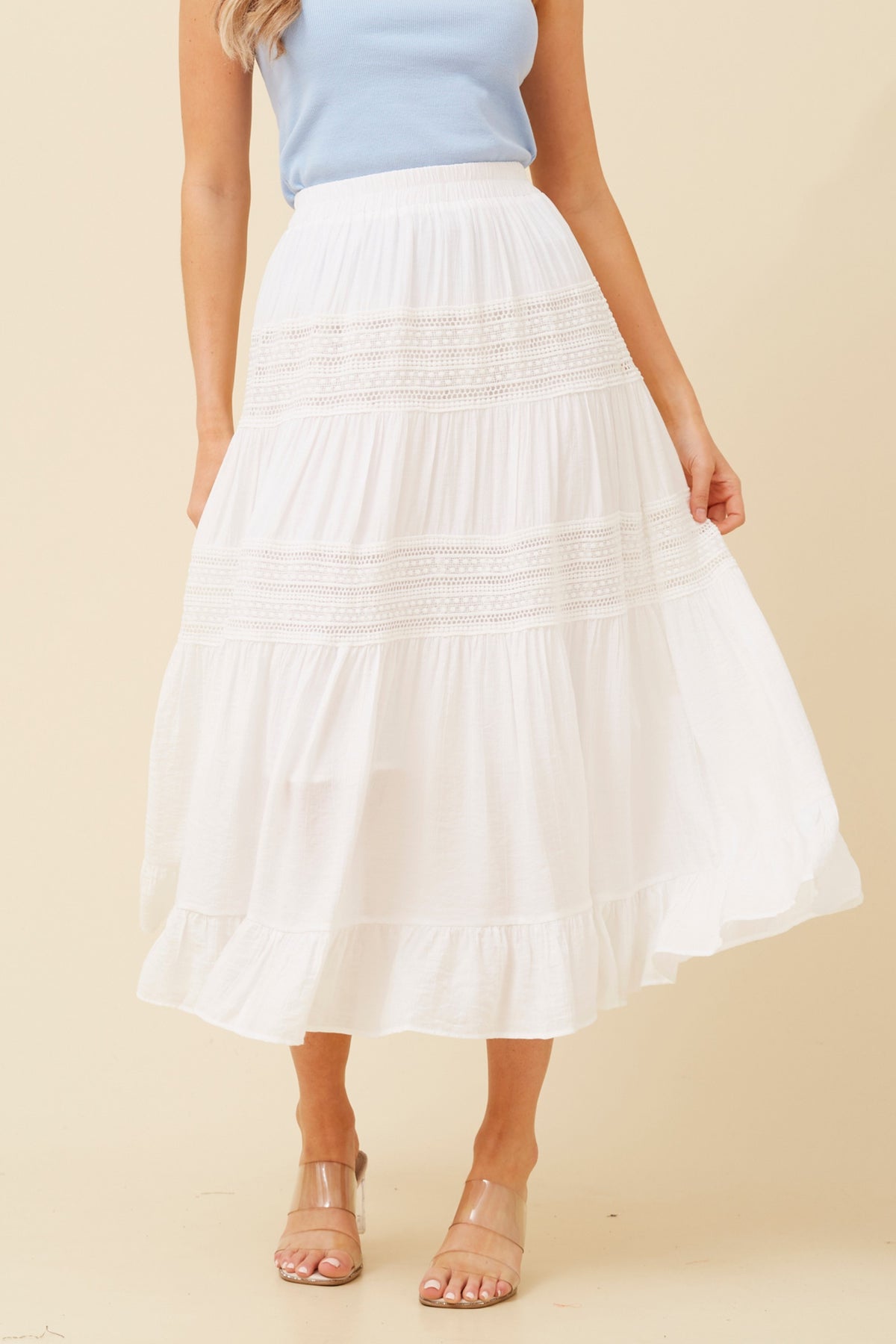 Loui Crochet Detail Midi Skirt