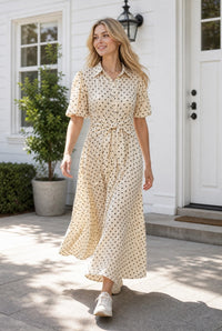 Nala Polka Dot Maxi Shirt Dress
