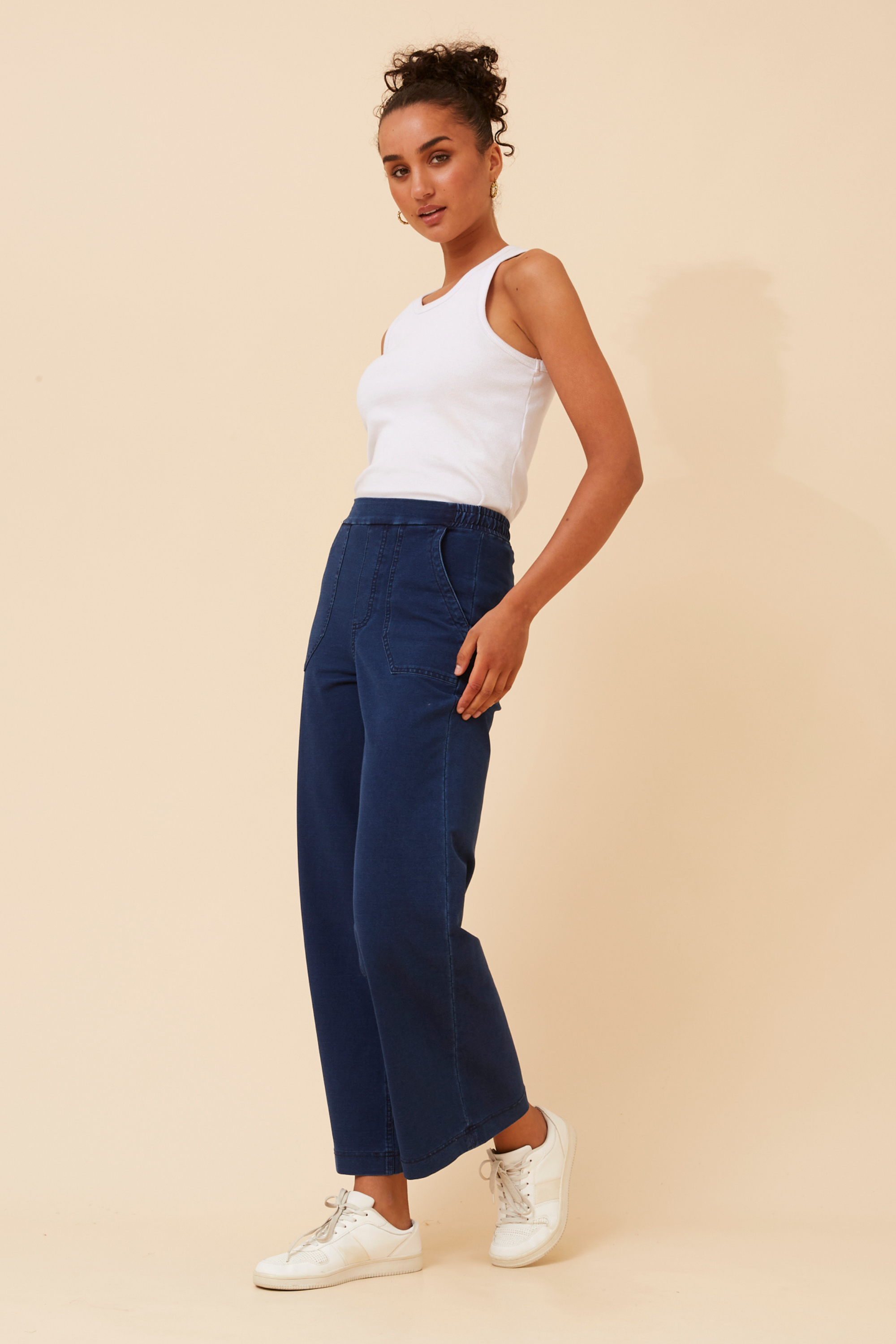 Perry Wide Leg Denim Pants / Dark Denim