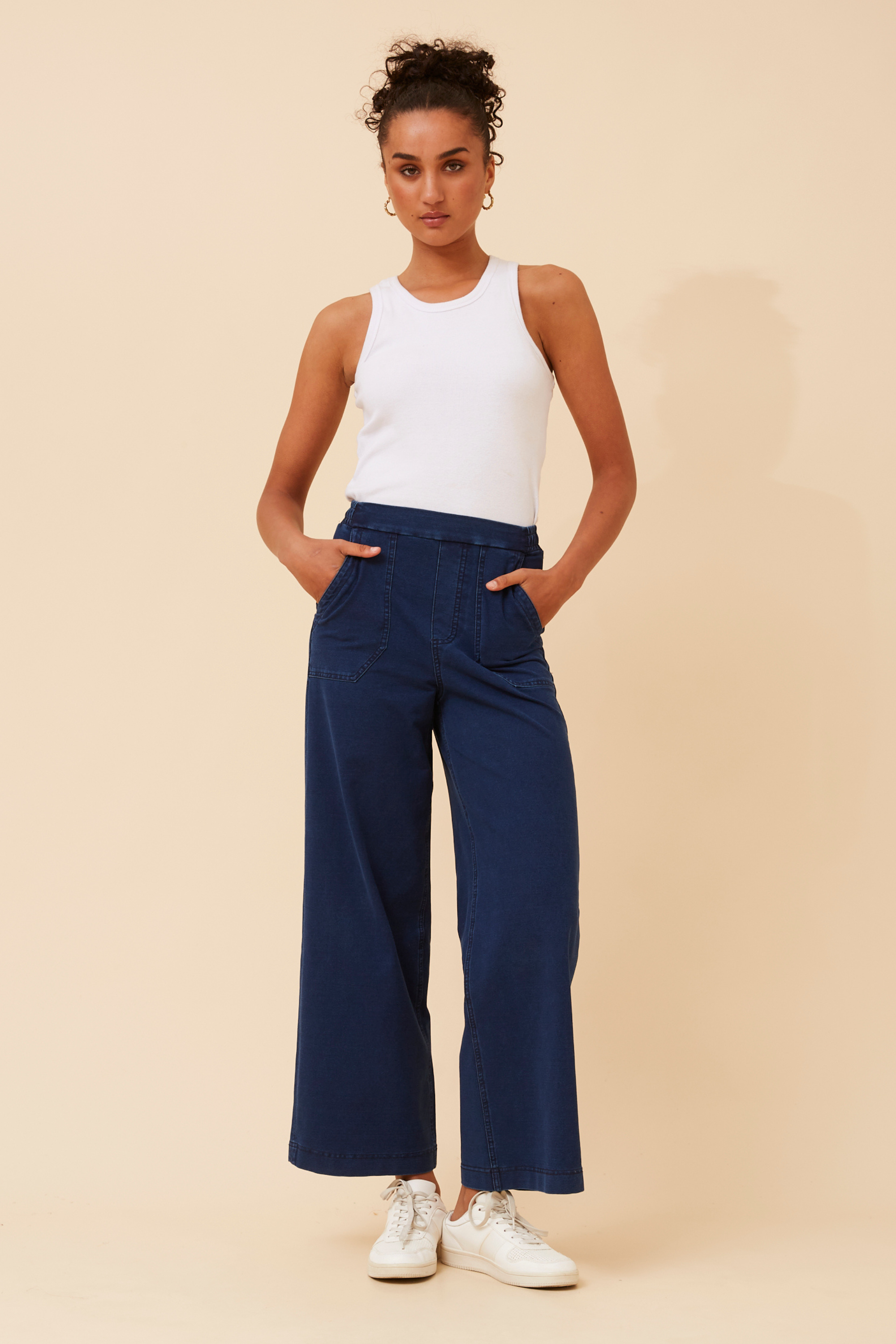 Perry Wide Leg Denim Pants / Dark Denim