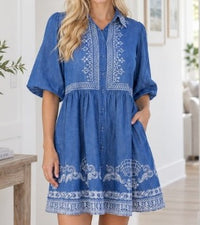Ruby Embroidered Denim Dress