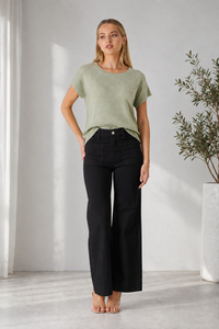 Stevie Wide Leg Stretch Jeans - Black