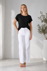 Stevie Wide Leg Stretch Jeans - Black