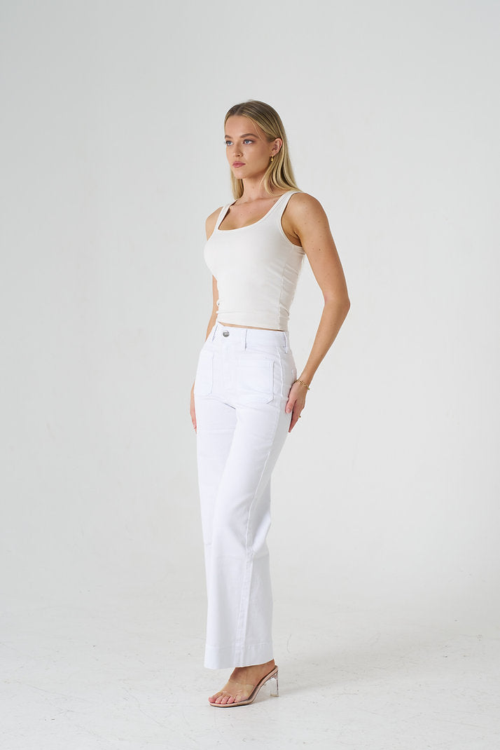 Stevie Wide Leg Stretch Jeans - Black