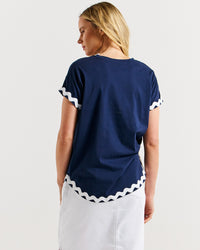 Sunny Tee - Navy/White Ric Rac