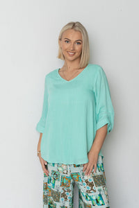 Kay Button top: Colours: White And Peach