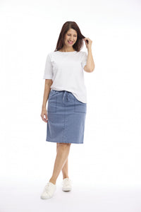 Washed Drawstring Skirt – Cafe Latte