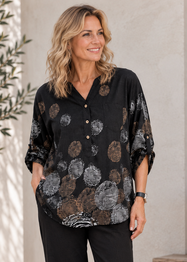 Wyn Abstract Print Top